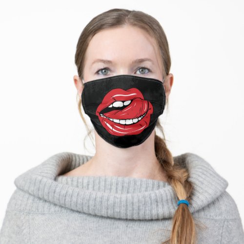 Funny Big Mouth Lip Licking Adult Cloth Face Mask