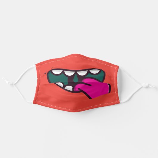 Funny Big Mouth Monster Adult Cloth Face Mask (Front, Unfolded)