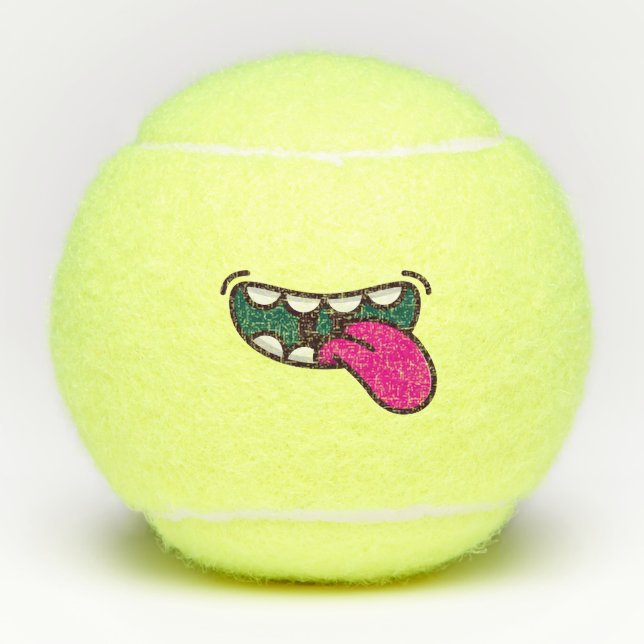 Funny Big Mouth Monster. Tennis Balls (Front)