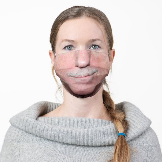 Funny Big Mouth Mustache Smirk Adult Cloth Face Mask (Worn)
