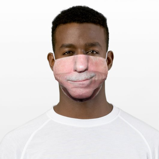 Funny Big Mouth Mustache Smirk Adult Cloth Face Mask (Worn)