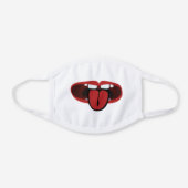 Funny Big Mouth Out Tongue Crooked Teeth White Cotton Face Mask (Front)