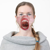 Funny Big Open Mouth Adult Cloth Face Mask (Worn)