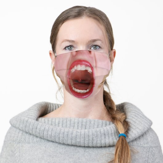 Funny Big Open Mouth Adult Cloth Face Mask (Worn)