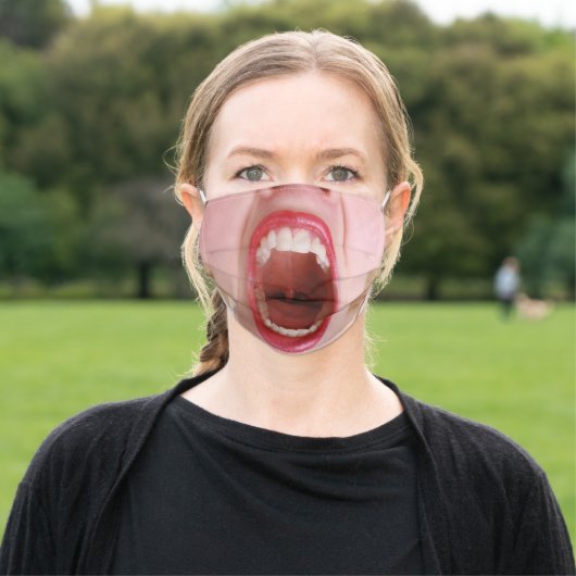 Funny Big Open Mouth Adult Cloth Face Mask (Outside)