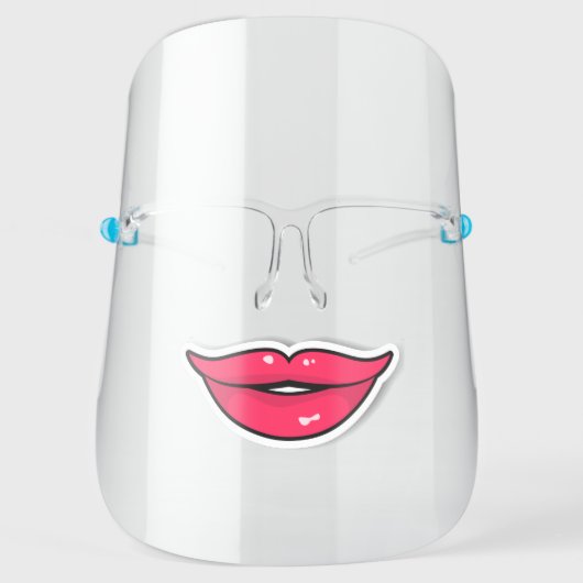 Funny Big Red Cartoon Lips Face Shield (Front)