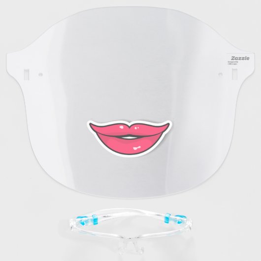 Funny Big Red Cartoon Lips Face Shield (Front w/Glasses)