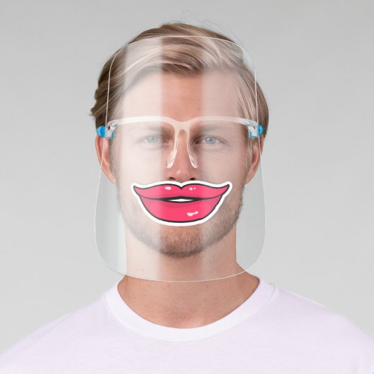 Funny Big Red Cartoon Lips Face Shield (Insitu)