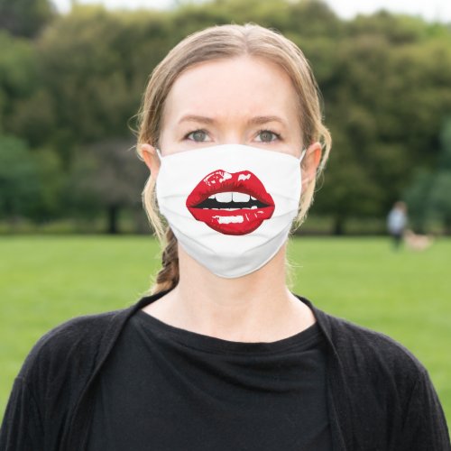 Funny Big Red Lips and Teeth Mouth Adult Cloth Face Mask