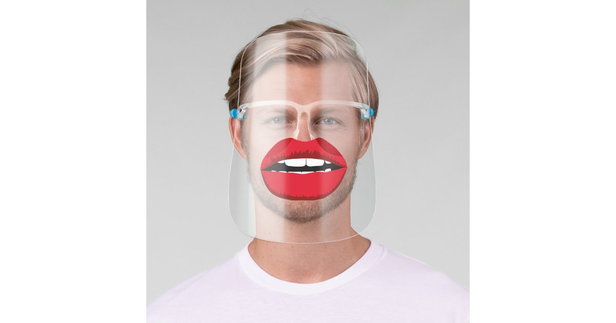 Funny Big Red Lips Big Mouth, ZFJ Face Shield | Zazzle