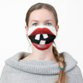 Funny Big Red Lips Broken Teeth Humor Humorous Fun Adult Cloth Face Mask (Worn)
