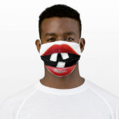 Funny Big Red Lips Broken Teeth Humor Humorous Fun Adult Cloth Face Mask (Worn)