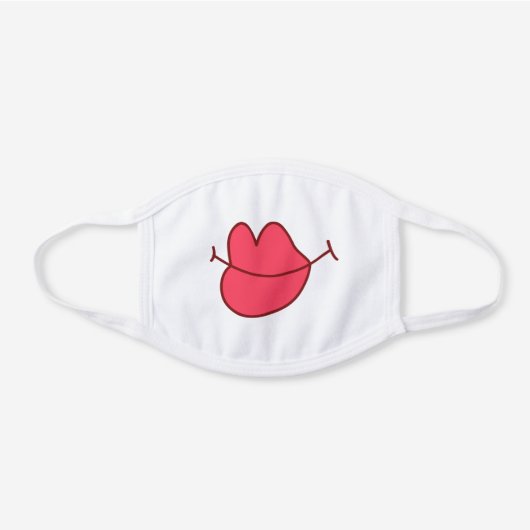 Funny Big Red Lips Cartoon White Cotton Face Mask (Front)