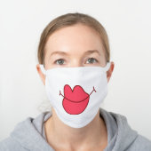 Funny Big Red Lips Cartoon White Cotton Face Mask (Worn)