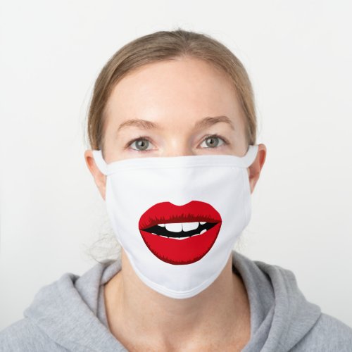 Funny Big Red Lips Mouth White Cotton Face Mask