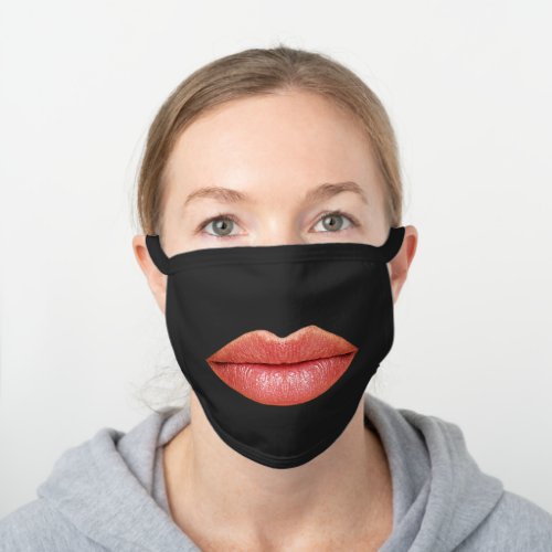 Funny Big Red Womens Lips Novelty Humor Black Cotton Face Mask