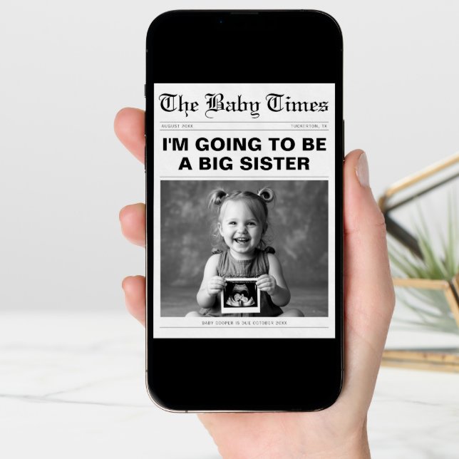 Funny Big Sister Newspaper Pregnancy Announcement (Front Digital)