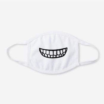 Funny Big Toothy Smile White Cotton Face Mask by stargiftshop at Zazzle