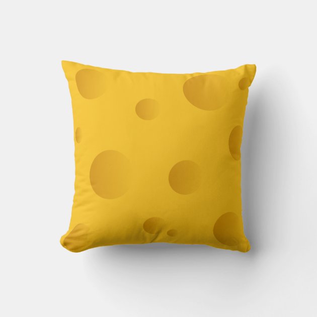 Funny big yellow Swiss cheese slice throw pillow Zazzle