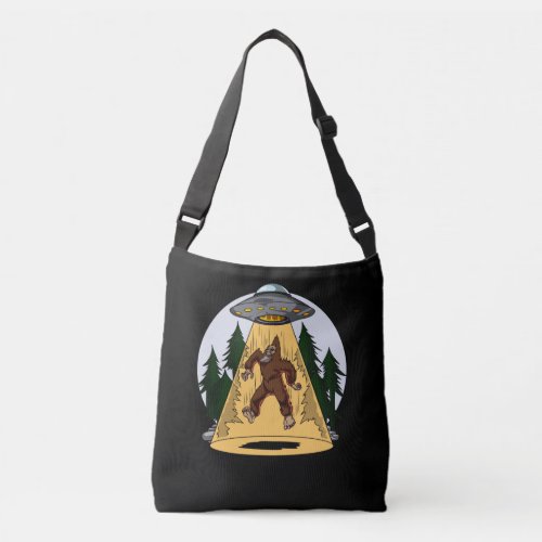 Funny Bigfoot Alien Abduction Space UFO Crossbody Bag