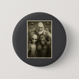 Funny Bigfoot, Alien, &amp; Yeti Sasquatch Rock On Button