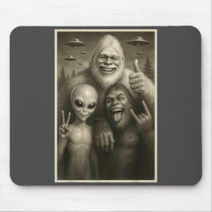 Funny Bigfoot, Alien, &amp; Yeti Sasquatch Rock On Mouse Pad