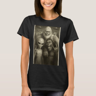 Funny Bigfoot, Alien, &amp; Yeti Sasquatch Rock On T-Shirt