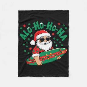 Funny Bigfoot Aloha Hawaiian Surfing Tropical Beac Fleece Blanket
