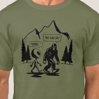 Funny Bigfoot and Alien Anti Social Introvert Mens T-Shirt