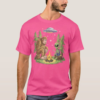 Funny Bigfoot And Alien Campfire Ufo Sasquatch Big T-Shirt