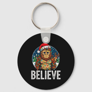 Funny Bigfoot Believe Christmas Sasquatch Santa Fo Keychain