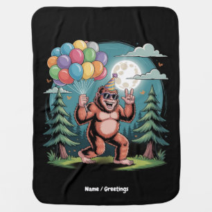 Funny Bigfoot Birthday Party Bash Balloons Baby Blanket