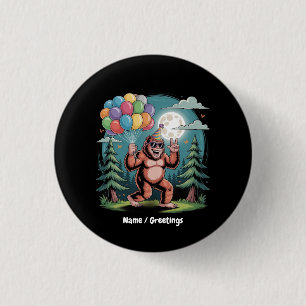Funny Bigfoot Birthday Party Bash Balloons Button