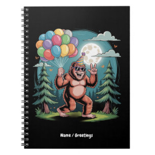 Funny Bigfoot Birthday Party Bash Balloons Notebook