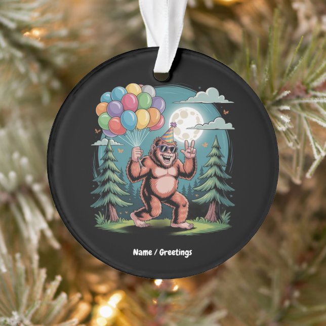 Funny Bigfoot Birthday Party Bash Balloons Ornament (Tree)