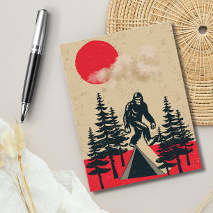 Funny Bigfoot Birthday Vintage Camping Moon Forest Postcard