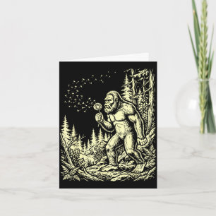 Funny bigfoot blowing dandelion vintage sasquatch card