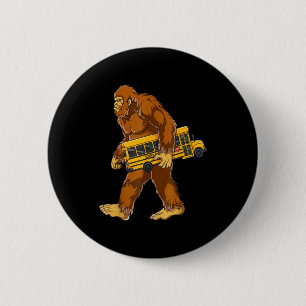 Funny Bigfoot Bus Driver Sasquatch School Bus Love Button