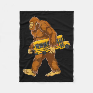 Funny Bigfoot Bus Driver Sasquatch School Bus Love Fleece Blanket