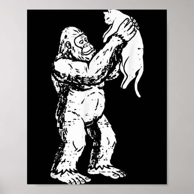 Funny Bigfoot Cat Sasquatch Kitty Cute Valentine M Poster (Front)