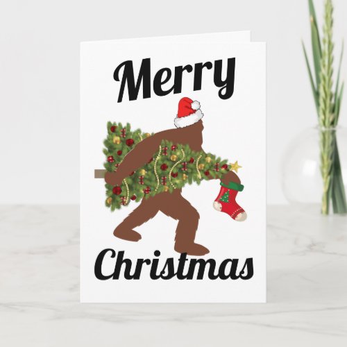 Funny Bigfoot Christmas Greeting Card