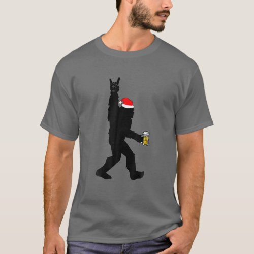 Funny Bigfoot Christmas Rock Santa Bigfoot Sasquat T_Shirt