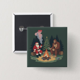 Funny Bigfoot Christmas Santa Sasquatch Camping Button