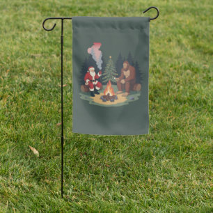Funny Bigfoot Christmas Santa Sasquatch Camping  Garden Flag