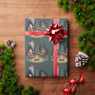Funny Bigfoot Christmas Santa Sasquatch Camping  Wrapping Paper