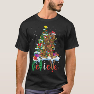 Funny Bigfoot Christmas Tree Lights Xmas Sasquatch T-Shirt