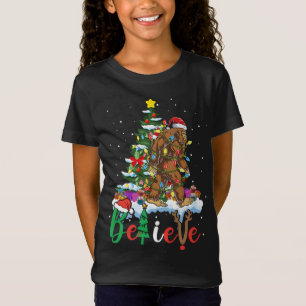 Funny Bigfoot Christmas Tree Lights Xmas Sasquatch T-Shirt