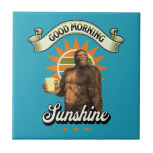 Funny Bigfoot Coffee Morning Humor Ceramic Tile
