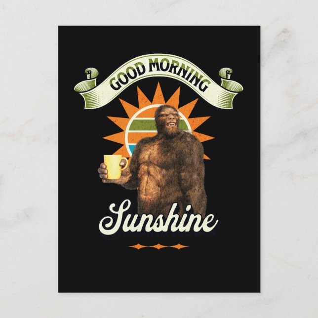 Funny Bigfoot Coffee Morning Humor Postcard (Front)