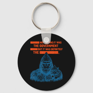 Funny Bigfoot Conspiracy Tin Foil Hat Government Keychain